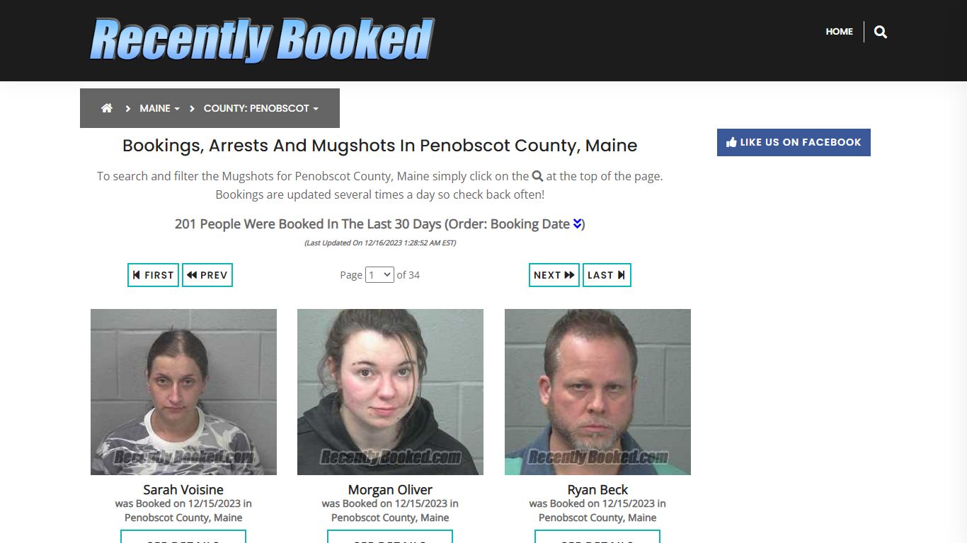 Bookings, Arrests and Mugshots in Penobscot County, Maine